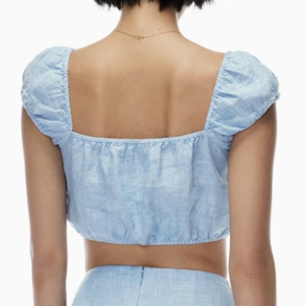 Aritzia Wilfred ethereal linen top small blue - Picture 4 of 14